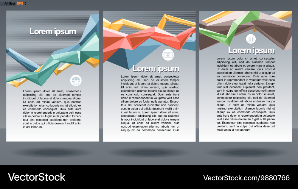 Abstract print a4 design in 3 parts with colored l Vector Image