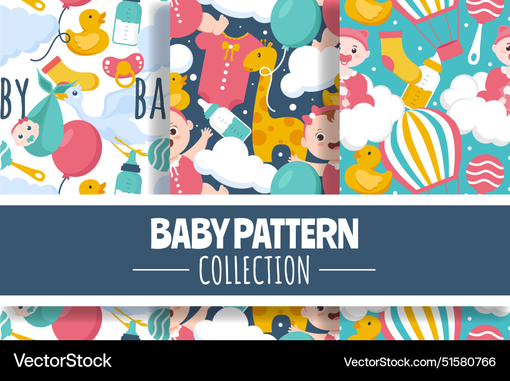 Baby seamless pattern design a set of simple Baby seamless pattern design a set of simple vector image