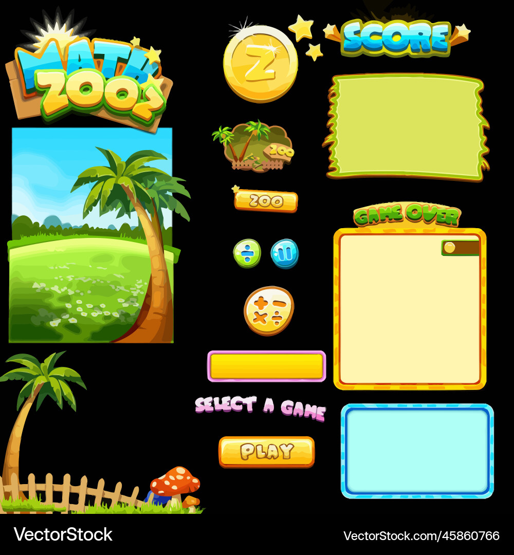 Complete set of level button game ui pop-up icon vector image