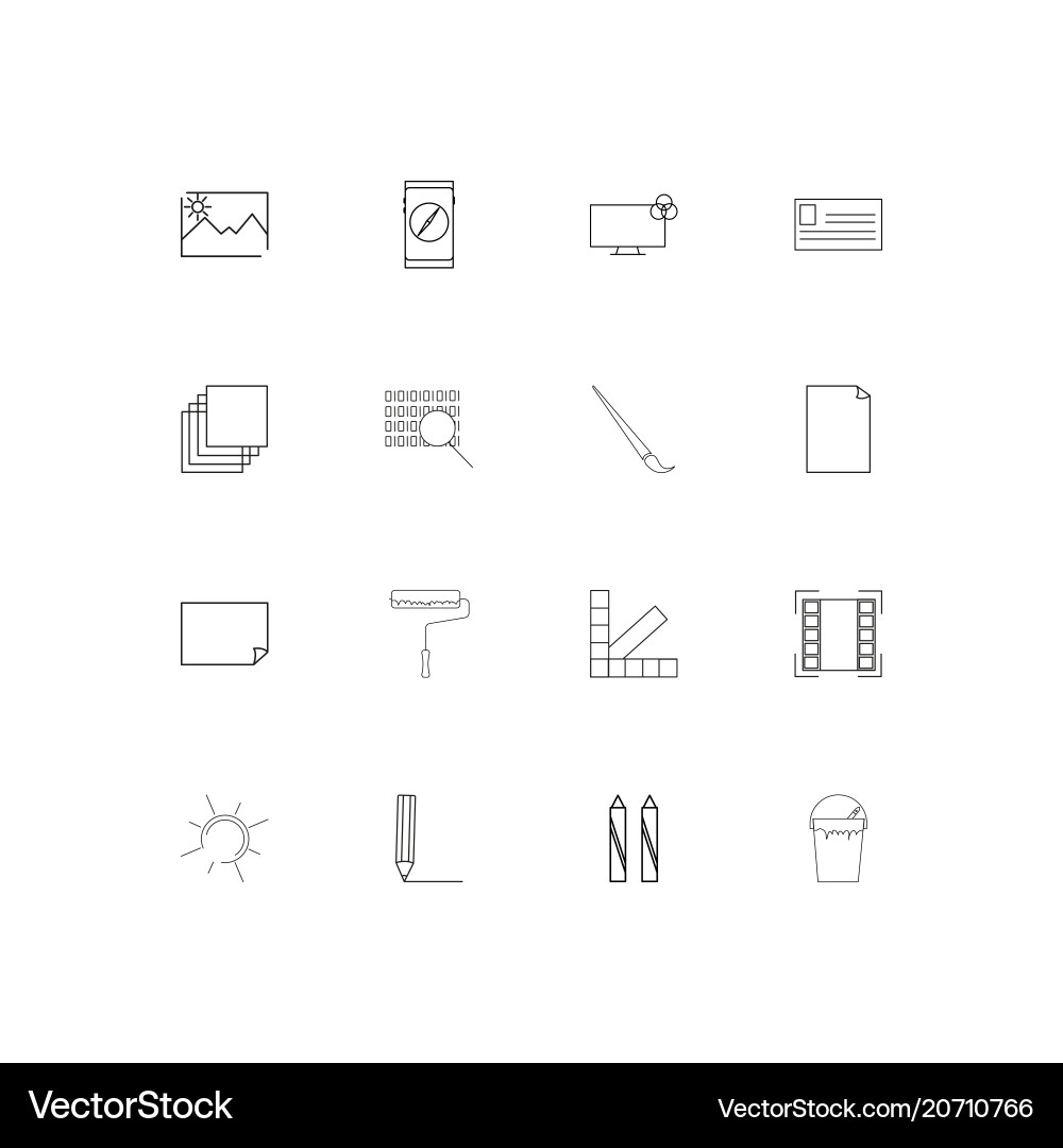Creative process and design simple linear icons vector image