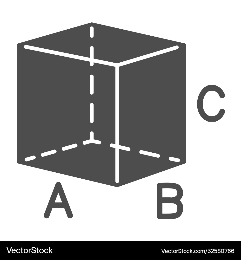 Cube with signed sides solid icon geometry Vector Image