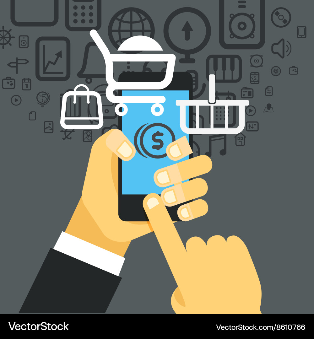 Different techno icons flows into modern Vector Image