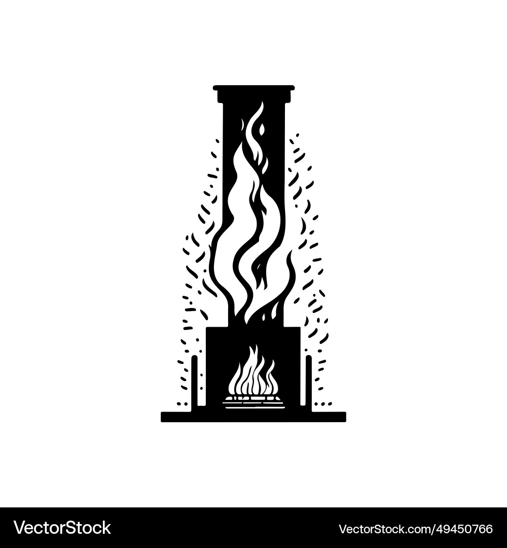 Fireplace icon hand draw black colour winter ice Fireplace icon hand draw black colour winter ice vector image