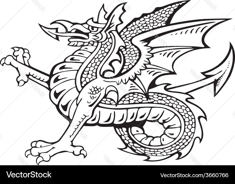 Heraldic Dragon Emblem Vector Image
