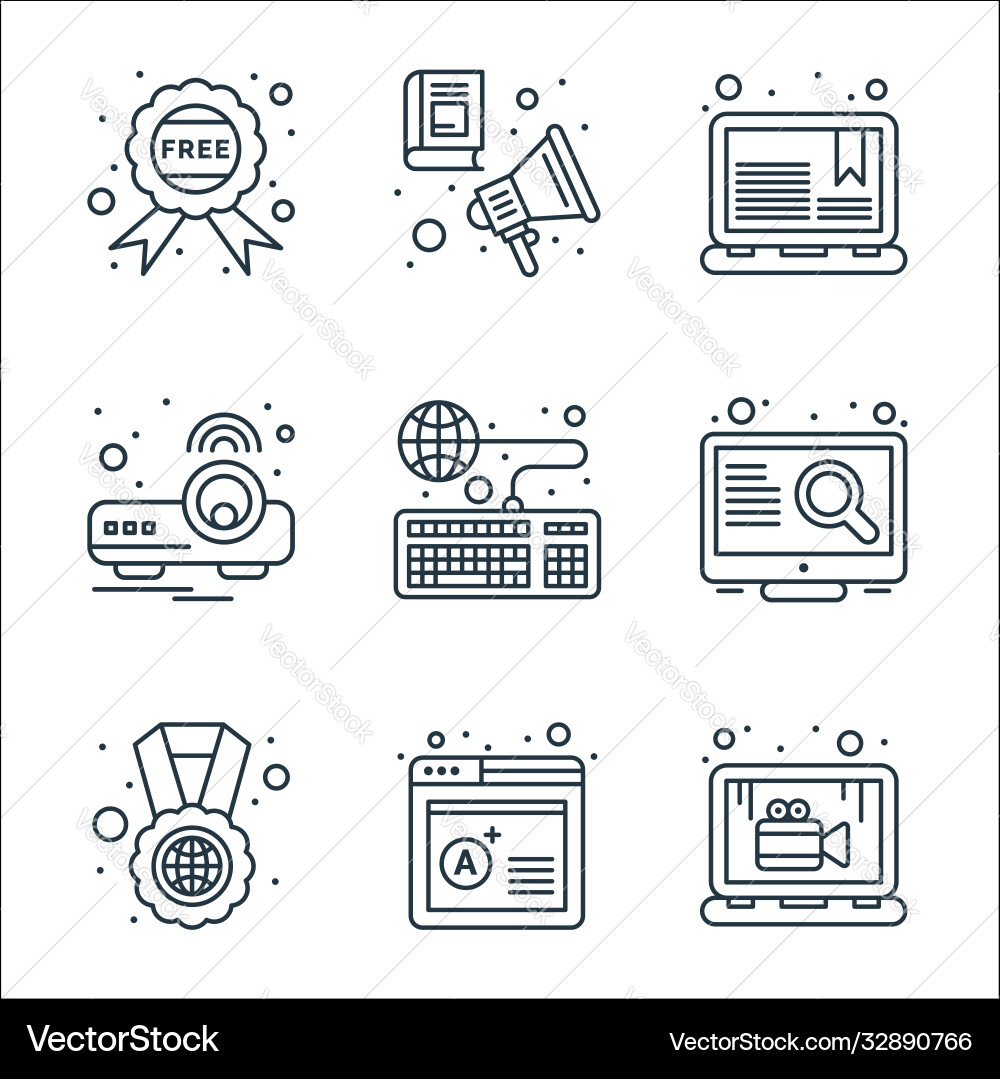 Online learning line icons linear set quality Online learning line icons linear set quality vector image
