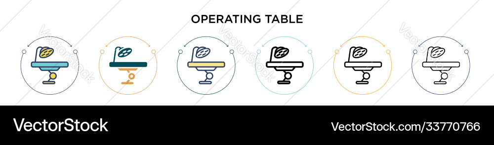 Operating table icon in filled thin line outline Operating table icon in filled thin line outline Vector Image