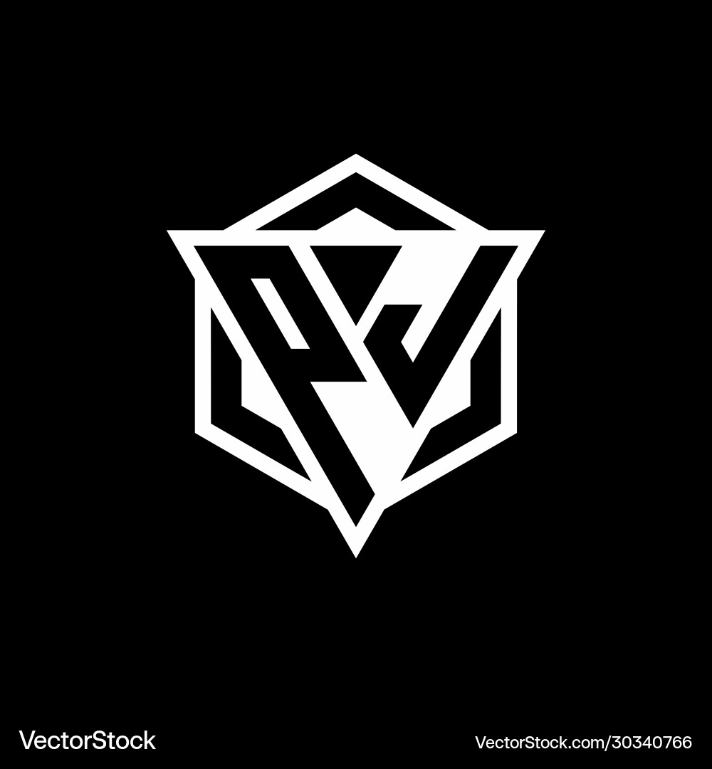 Pj logo monogram with triangle and hexagon shape Vector Image