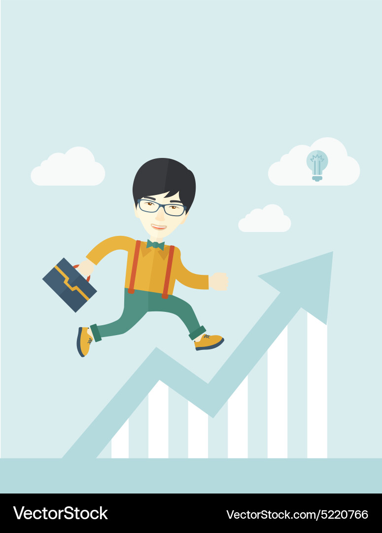 Running man into graph arrow up vector image