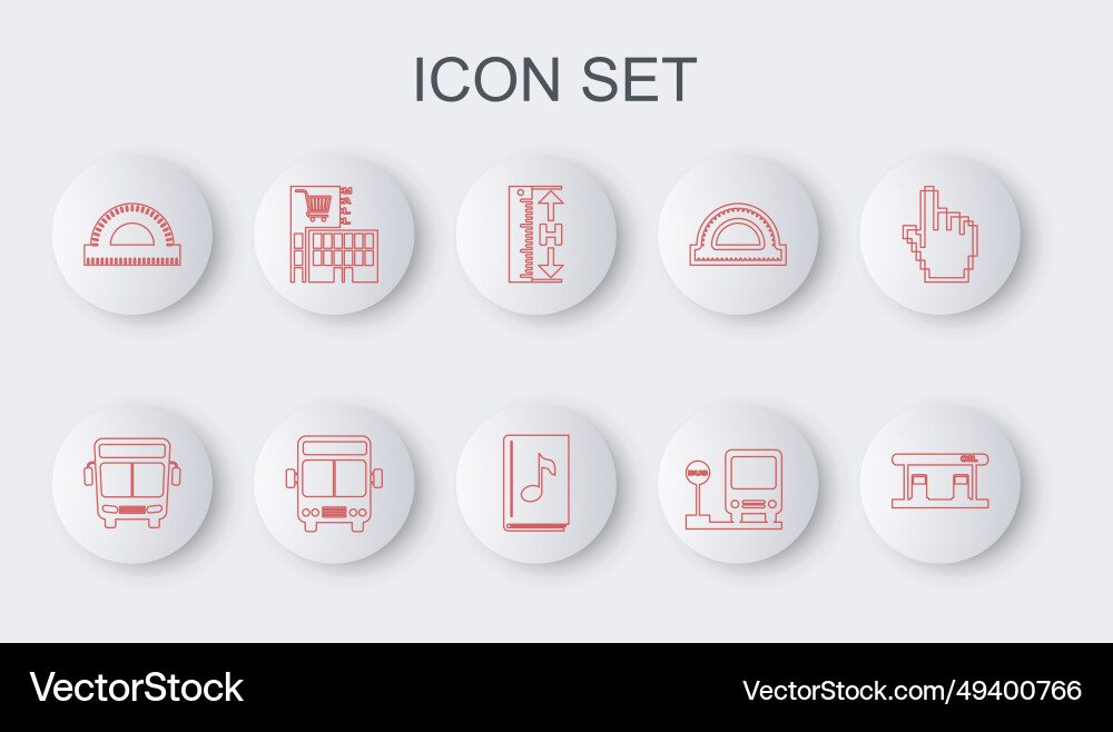 Set line gas filling station bus measuring height Set line gas filling station bus measuring height vector image