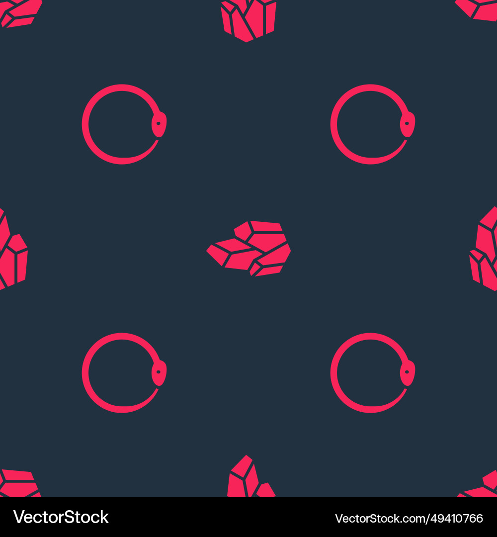 Set ouroboros and magic stone on seamless pattern Set ouroboros and magic stone on seamless pattern vector image