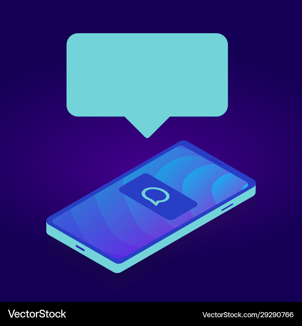 Smartphone device gadget with bubble for your text vector image
