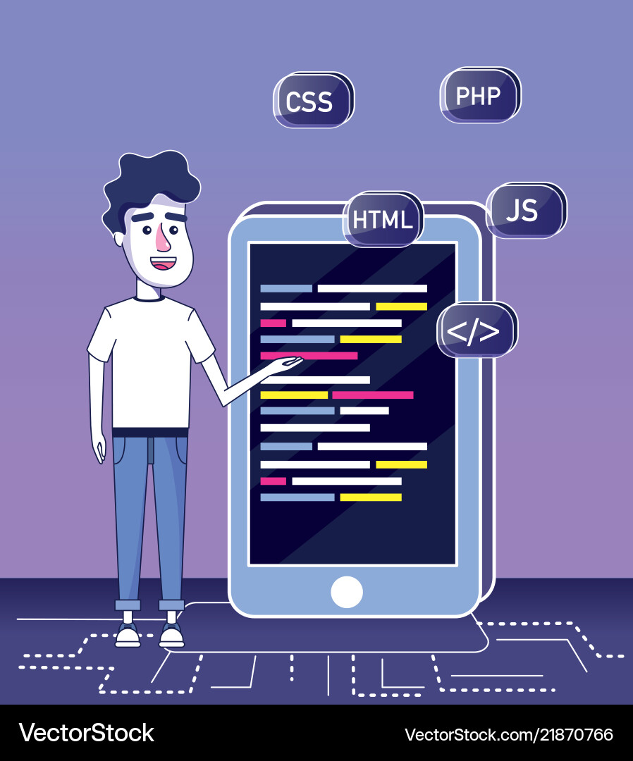 Software programmer cartoon Software programmer cartoon vector image