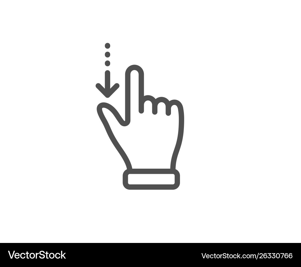 Touchscreen gesture line icon slide down arrow vector image