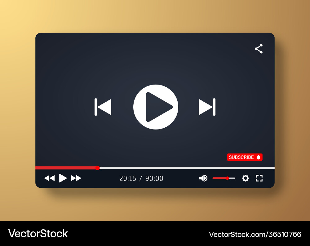 Video player template for web or mobile apps Video player template for web or mobile apps vector image