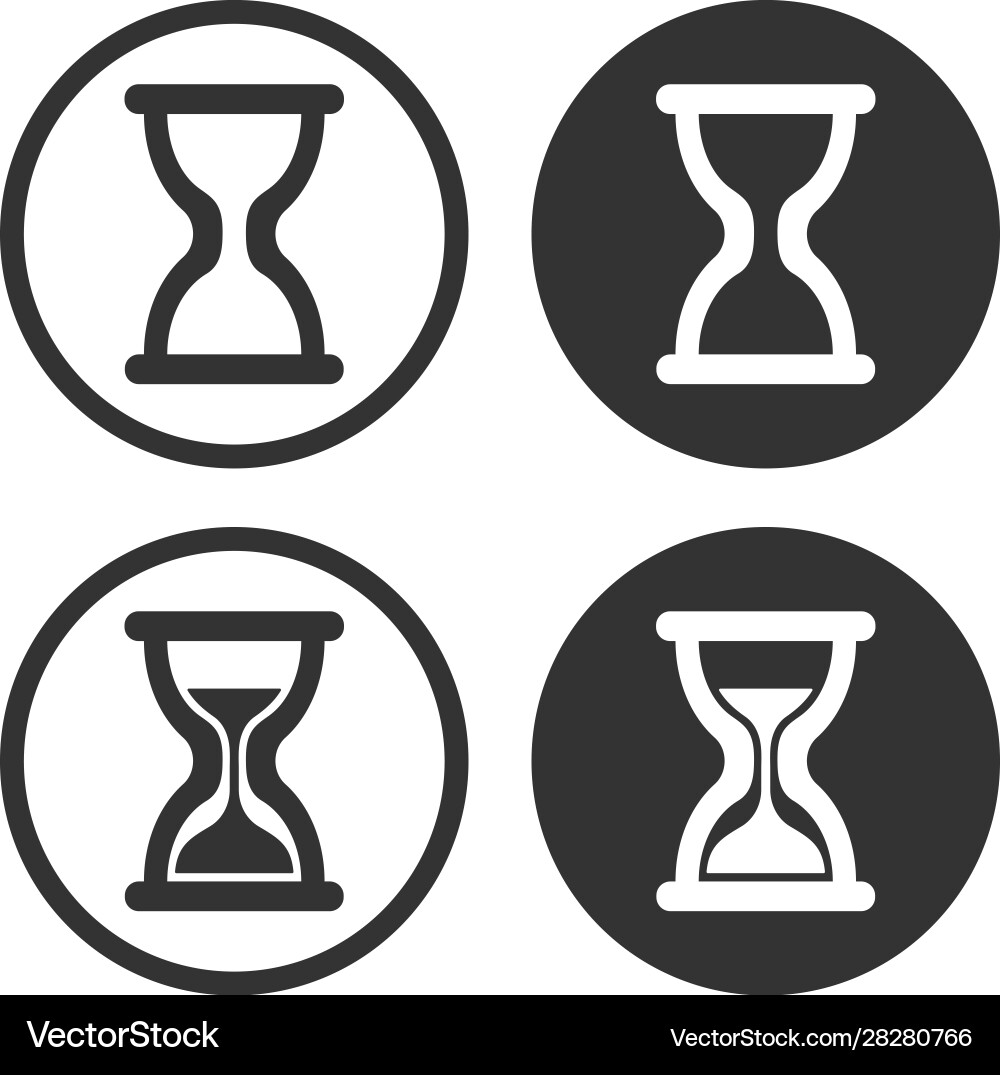 Wait time hour glass icon shape button set Wait time hour glass icon shape button set vector image