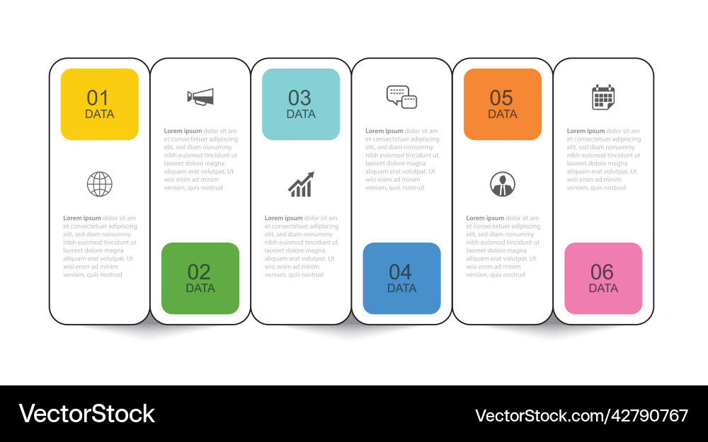 6 data infographics tab thin line index template vector image