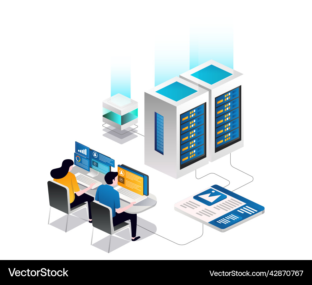 A couple of data web server attendants A couple of data web server attendants vector image