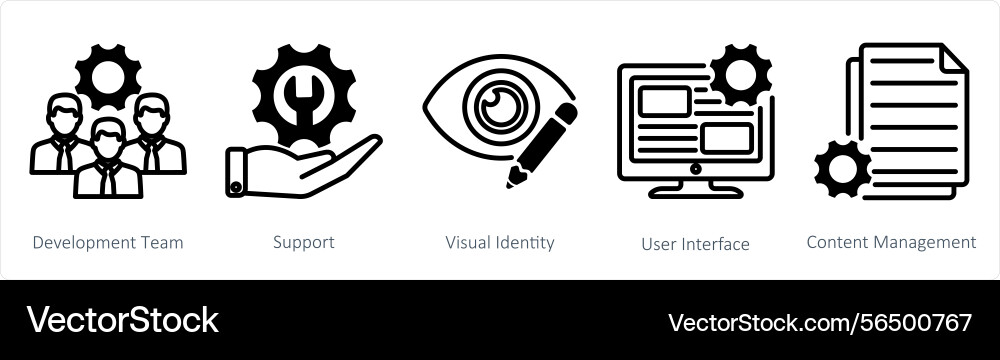 A set of 5 web design icons as development team A set of 5 web design icons as development team vector image