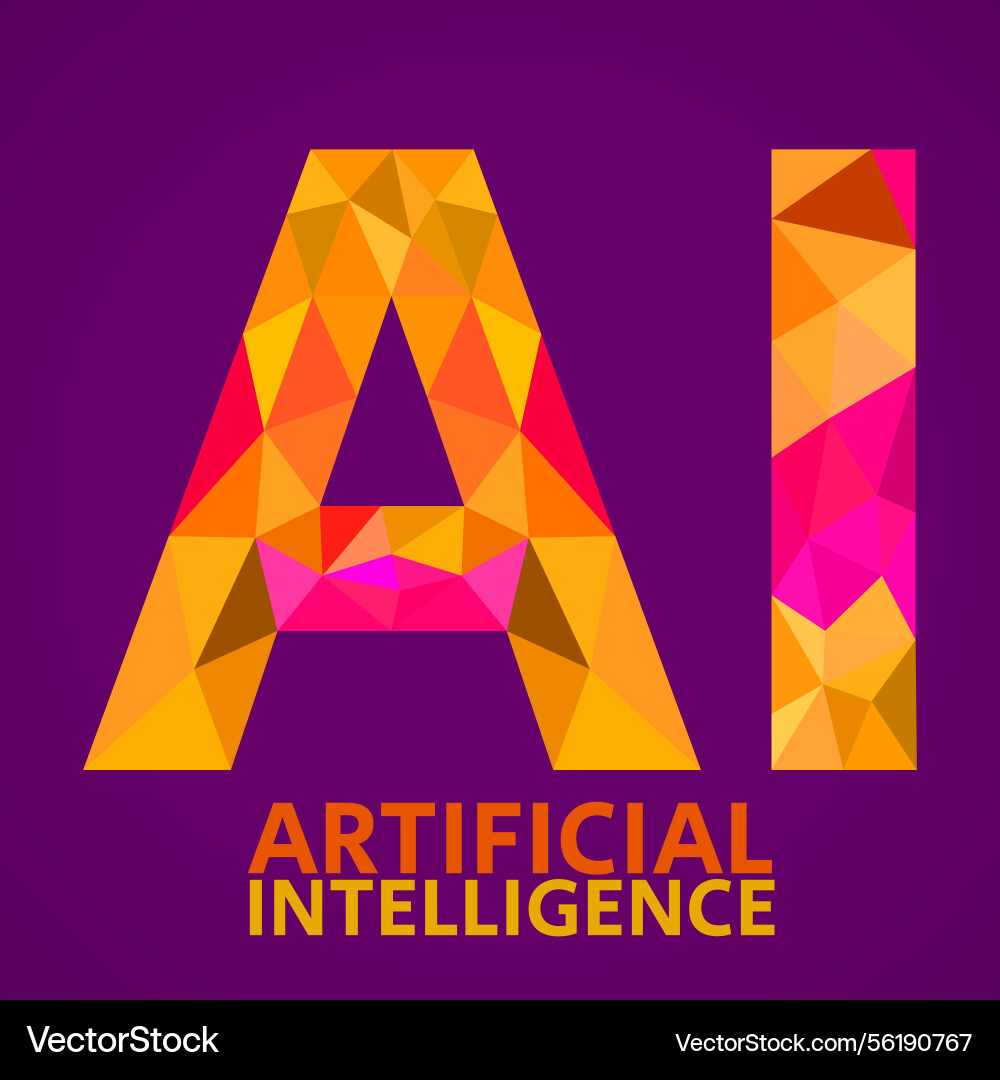 Artificial intelligence with polygonal colorful vector image
