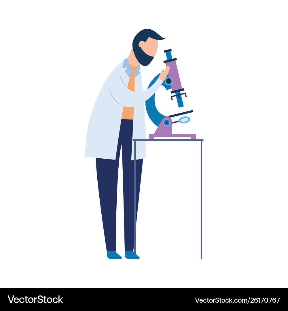 Biolaboratory assistant with a microscope Biolaboratory assistant with a microscope Vector Image