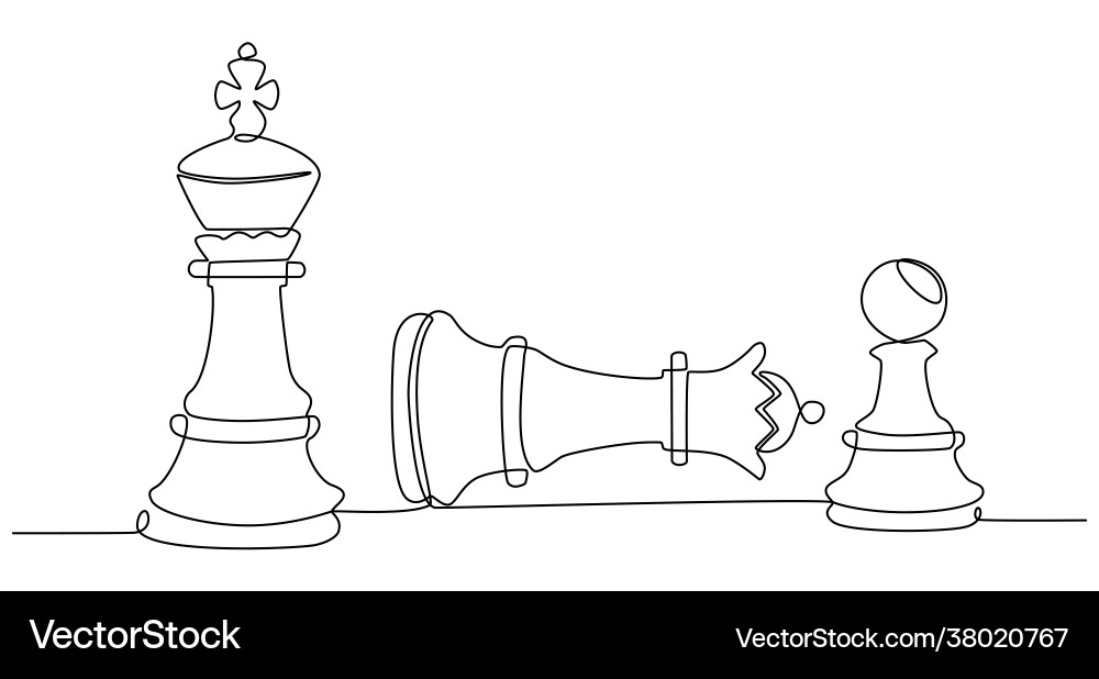 Chess Game - Continuous Line Art Vector Image