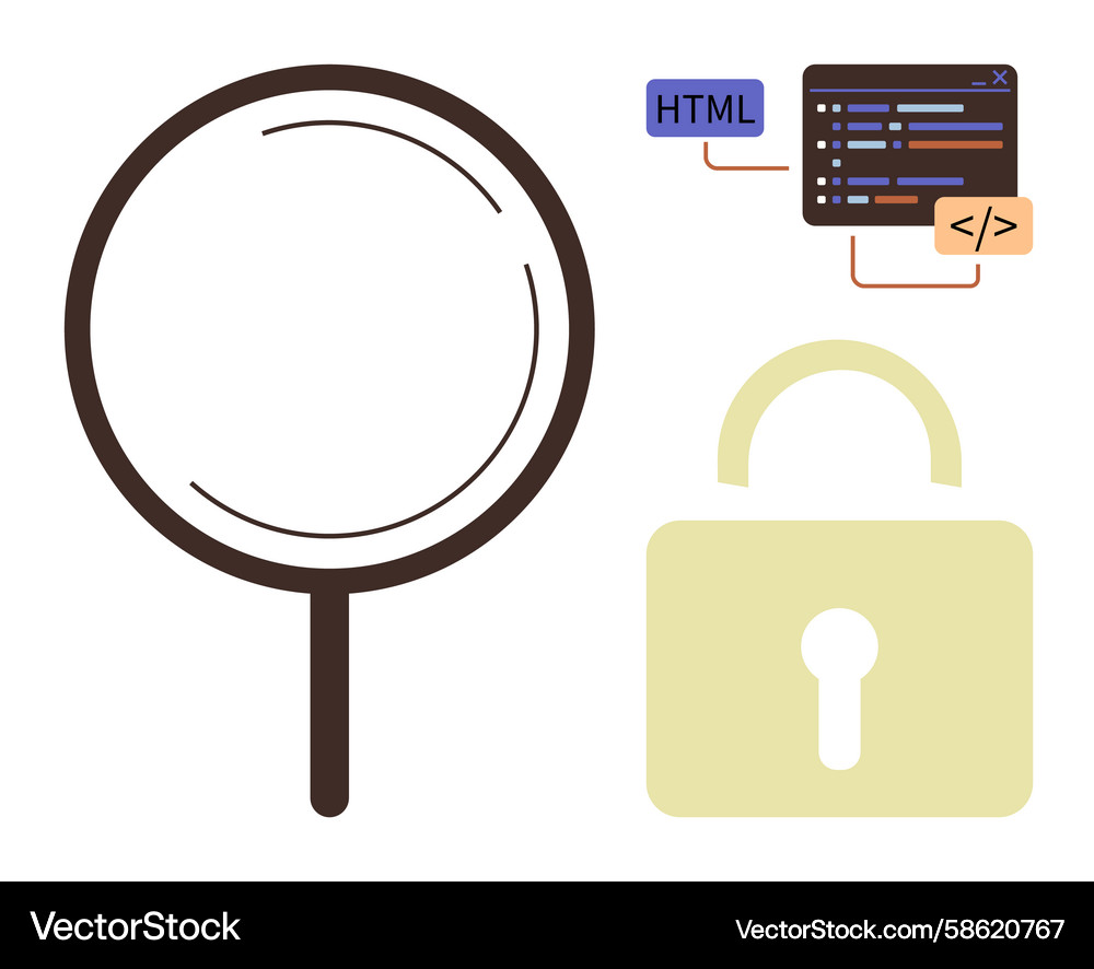 Code Security Magnifying Glass Vector Image