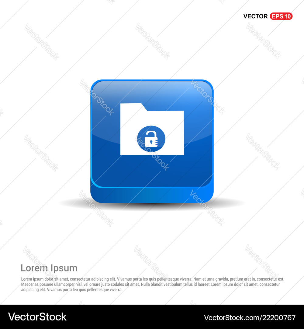 Computer folder icon - 3d blue button Vector Image