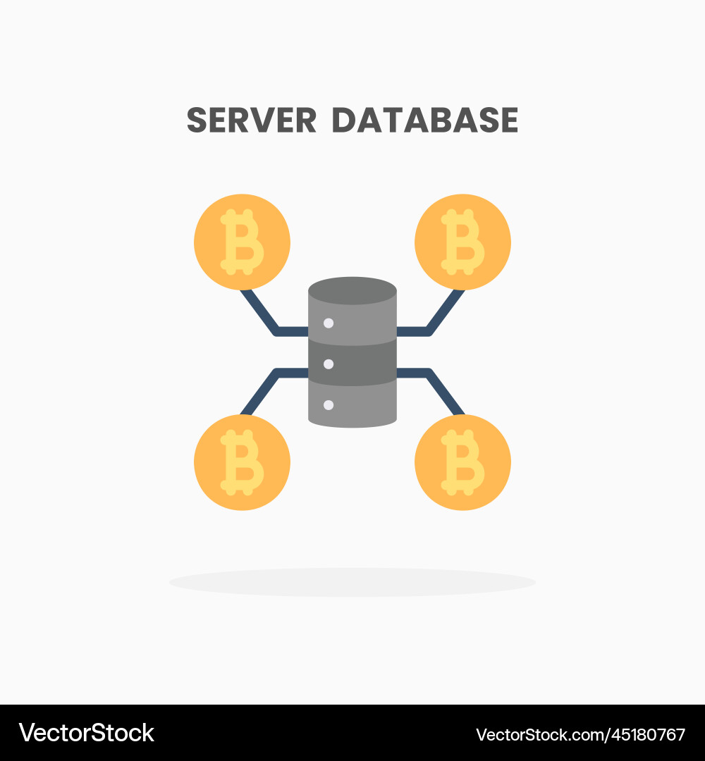 Database server bitcoin icon flat vector image