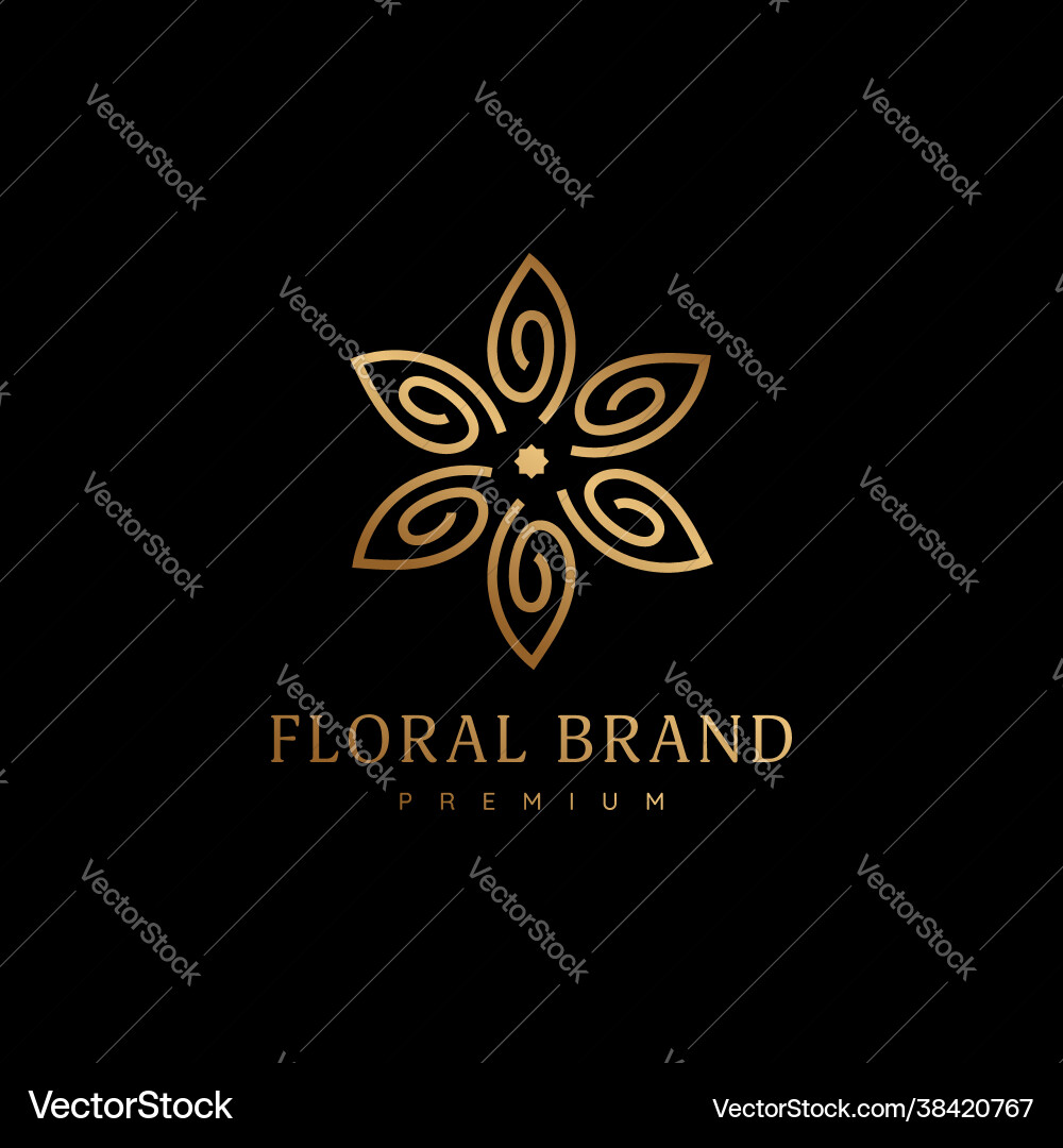 Elegante klassische Gold Blume Blumen Blüten Logo Elegante klassische Gold Blume Blumen Blüten Logo vektorbild