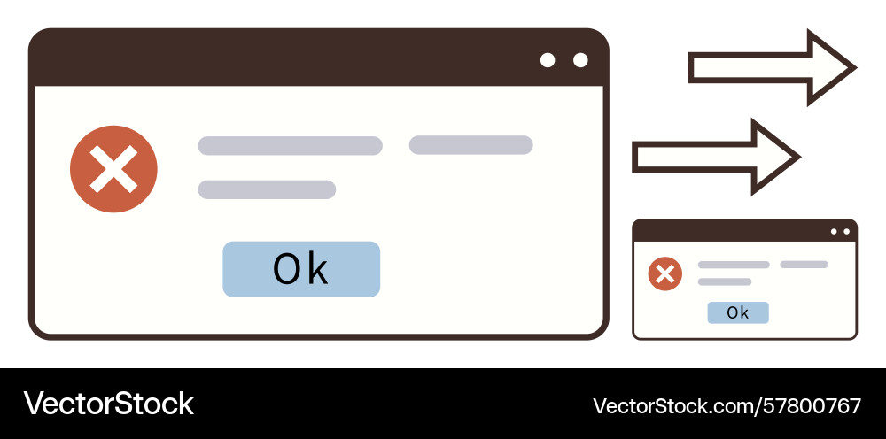 Fehlermeldung Fenster mit ok Schaltfläche im Browser Fehlermeldung Fenster mit ok Schaltfläche im Browser vektorbild