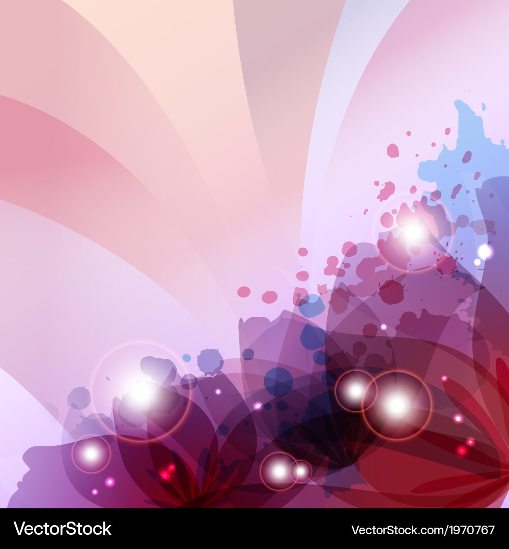 Flower in colorful ink splattered pink background Vector Image