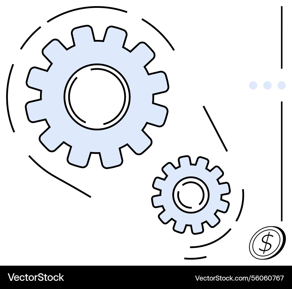 Interlocking gears representing process efficiency Interlocking gears representing process efficiency Vector Image