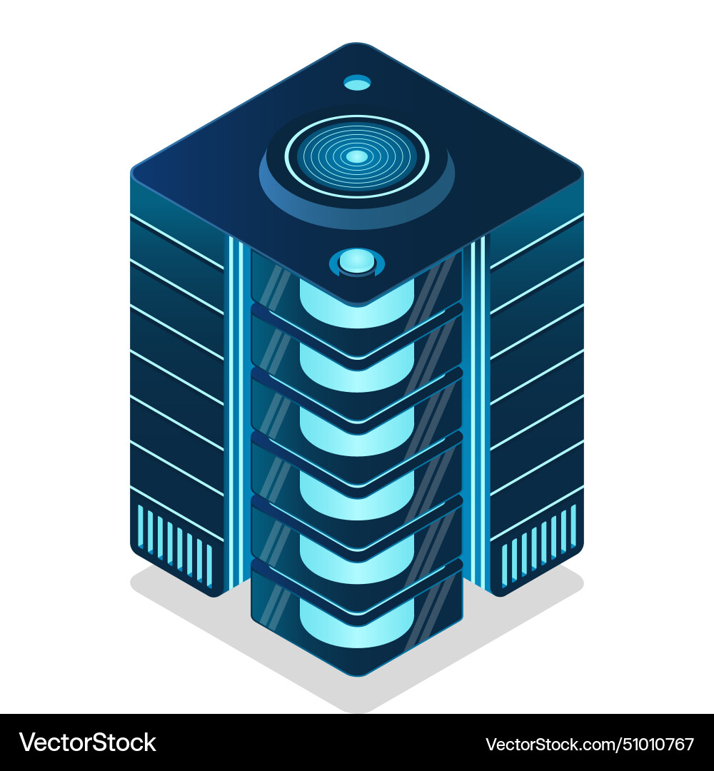 Isometric futuristic server database Isometric futuristic server database Vector Image