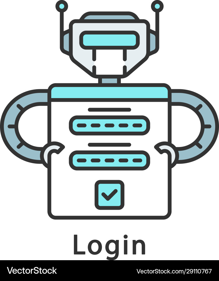 Login Farb-Icon-Roboter anmelden in Anwendung Login Farb-Icon-Roboter anmelden in Anwendung vektorbild
