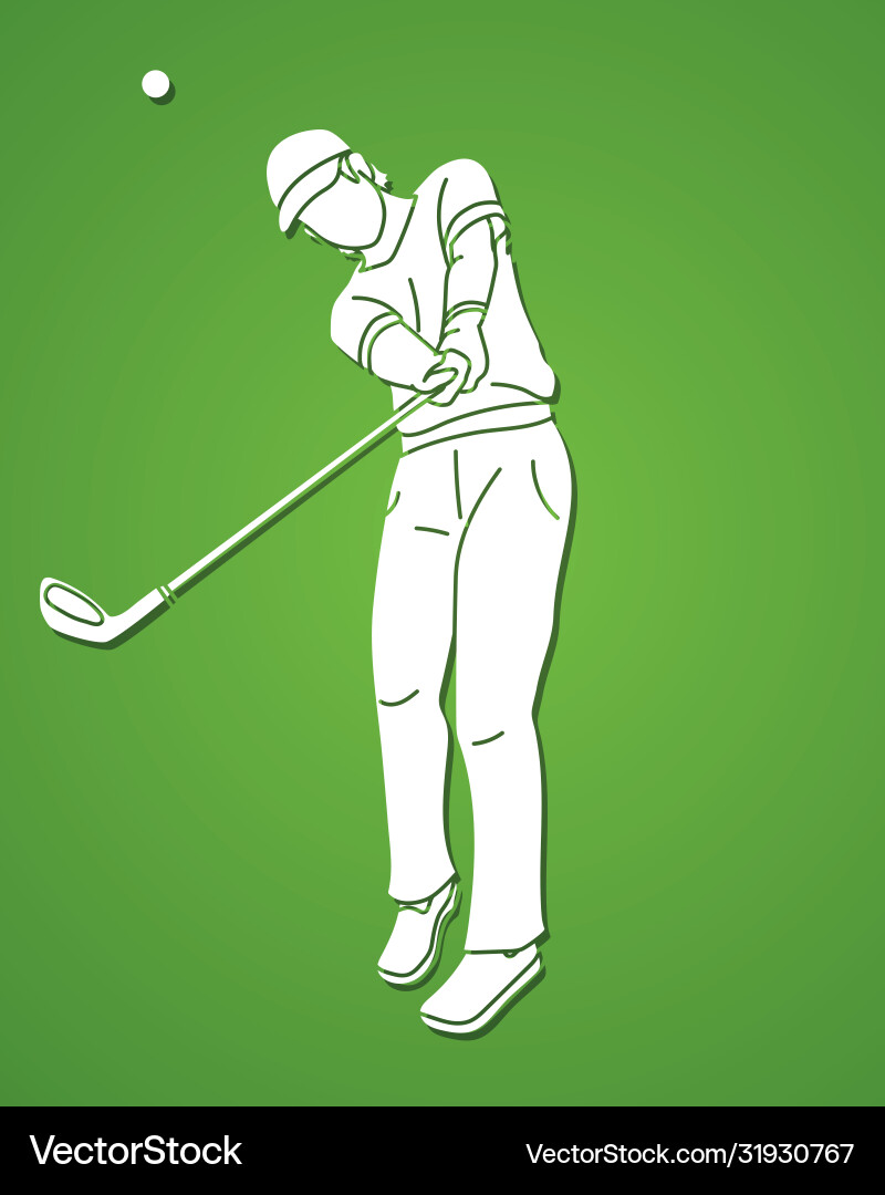 Man swinging golf players action cartoon Man swinging golf players action cartoon vector image