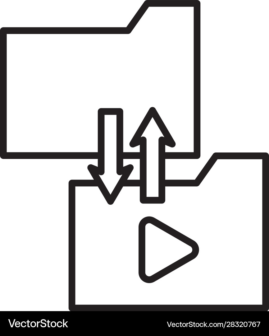 Media player play button with folders vector image