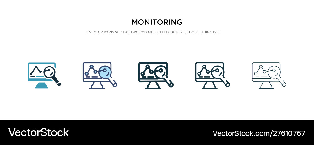 Monitoring icon in different style two colored Monitoring icon in different style two colored vector image