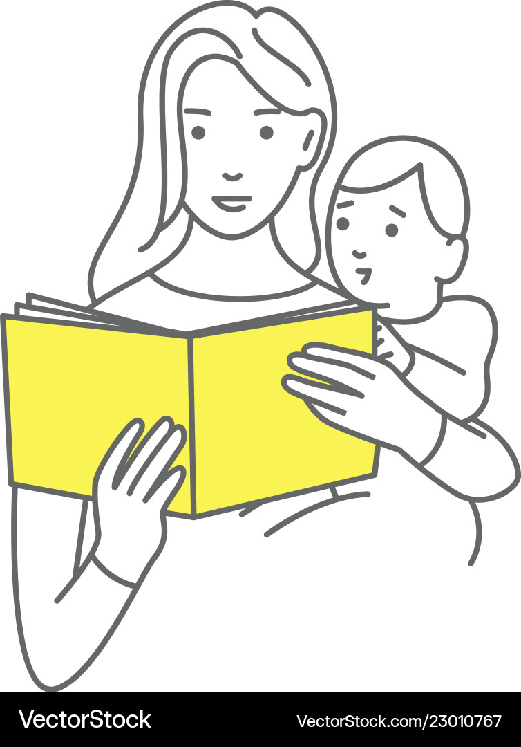 Mother reading a book for baby Mother reading a book for baby vector image