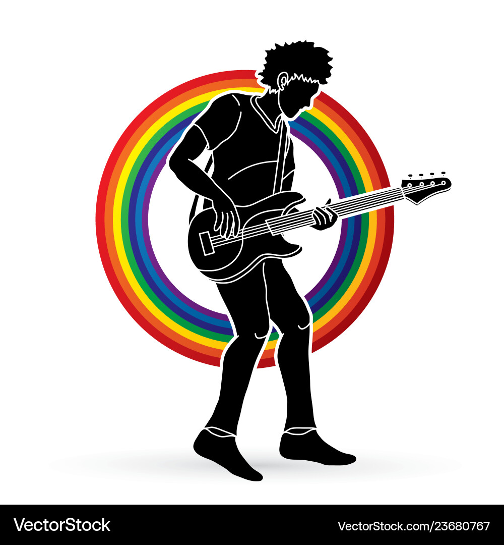 Musician playing bass music band graphic Musician playing bass music band graphic vector image