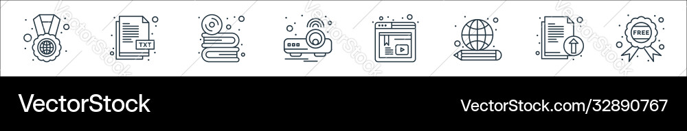 Online learning line icons linear set quality Online learning line icons linear set quality vector image