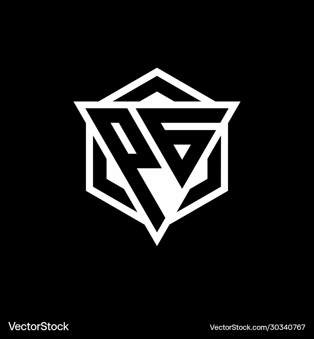Pg logo monogram with triangle and hexagon shape Vector Image