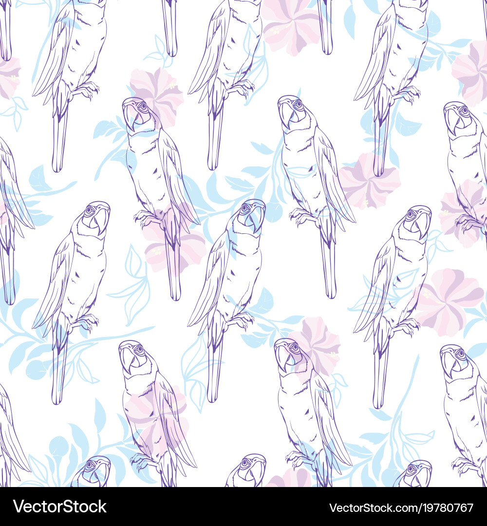 Seamless pattern with parrot Vector Image