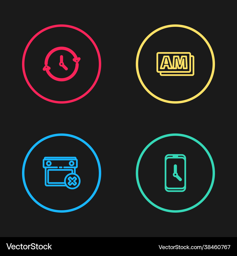 Set line calendar date delete alarm clock app Vector Image