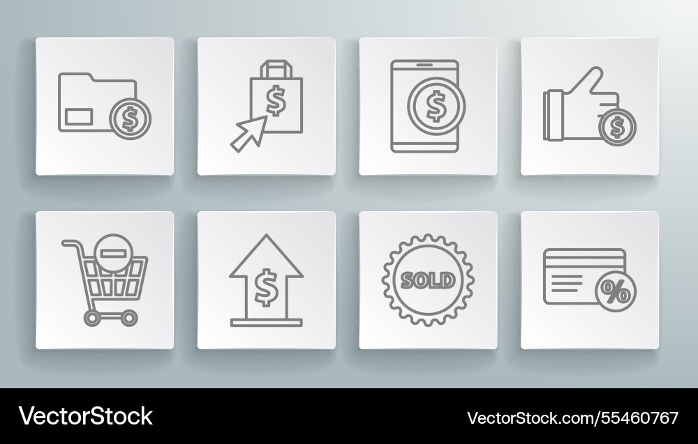 Set line remove shopping cart shoping bag Set line remove shopping cart shoping bag vector image