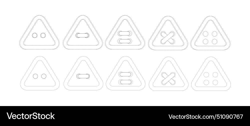 Set of white triangular buttons button with two Vector Image