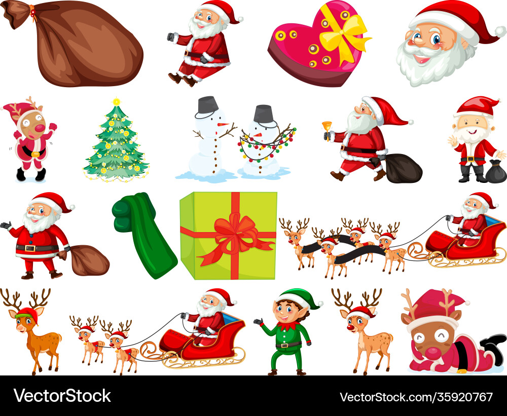 Set santa claus cartoon character Set santa claus cartoon character vector image
