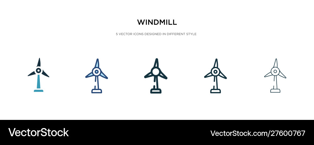 Windmill icon in different style two colored Windmill icon in different style two colored vector image