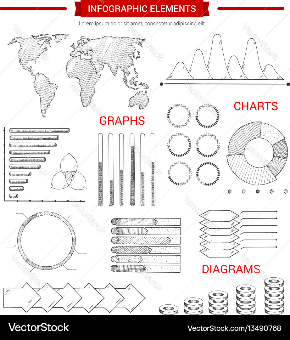 Chart Elements & Data Visualization vector image