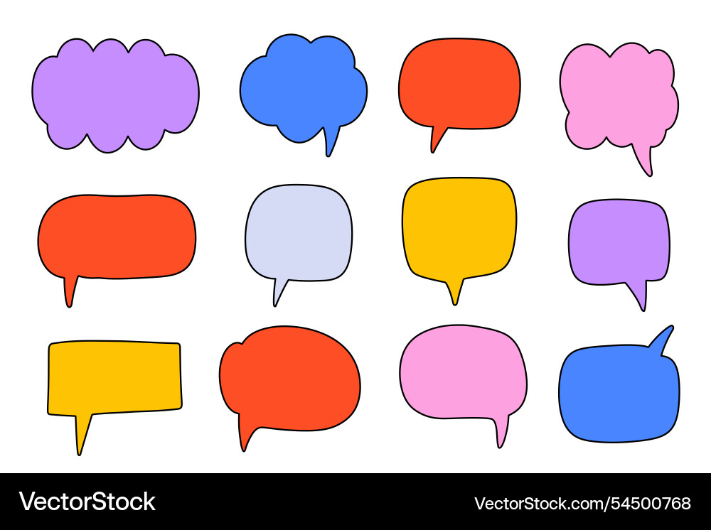 Chat speech bubble message text cloud shapes set Chat speech bubble message text cloud shapes set vector image