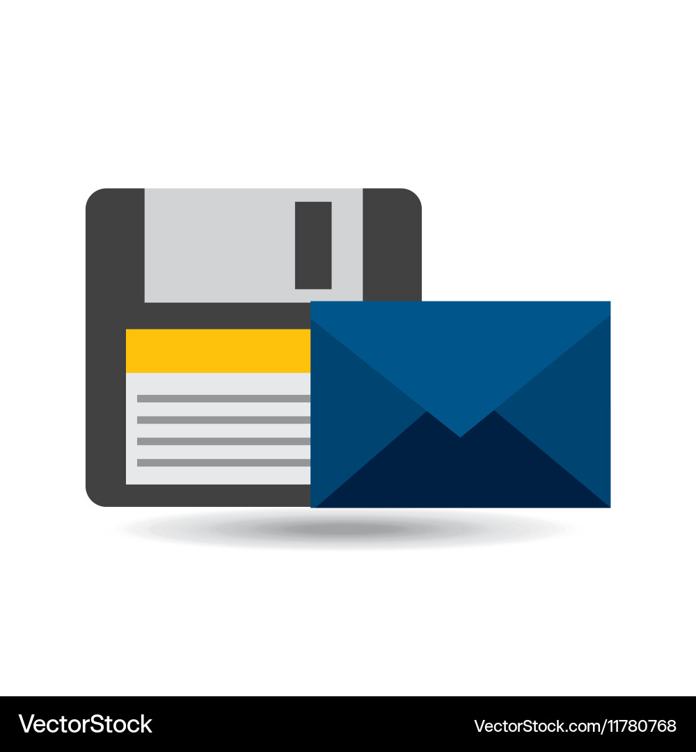 Email message floppy backup icon vector image